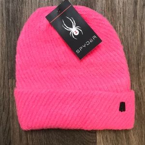 NWT Spyder Diagonal Dimension Ribbed Cuff Beanie Pink